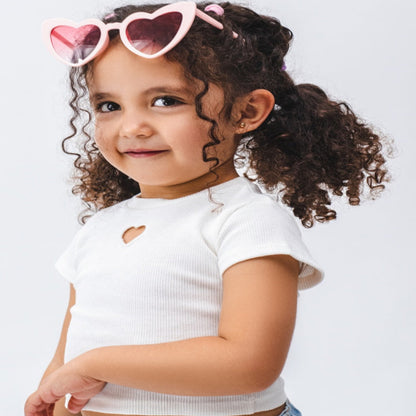 Choys | Adorable Ribbed Heart-Cutout T-Shirt | 9A2