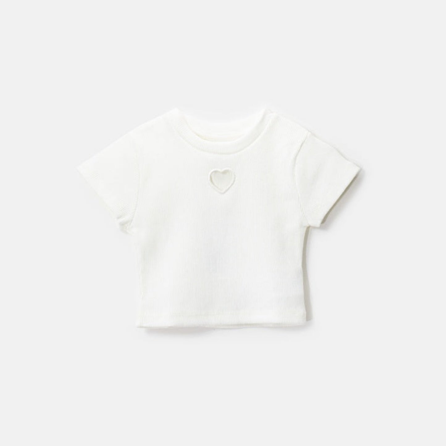 Choys | Adorable Ribbed Heart-Cutout T-Shirt | 9A2