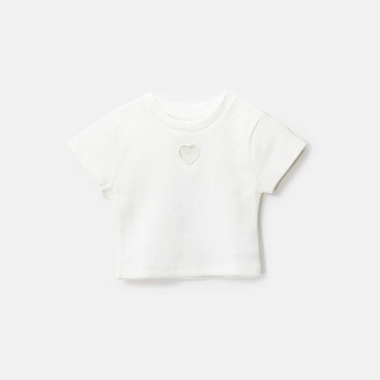 Choys | Adorable Ribbed Heart-Cutout T-Shirt | 9A2