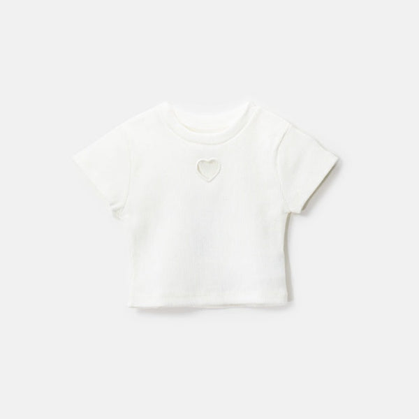 Choys | Adorable Ribbed Heart-Cutout T-Shirt | 9A2
