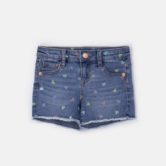 Choys | Girls' Heart-Print Denim Shorts | 11E2