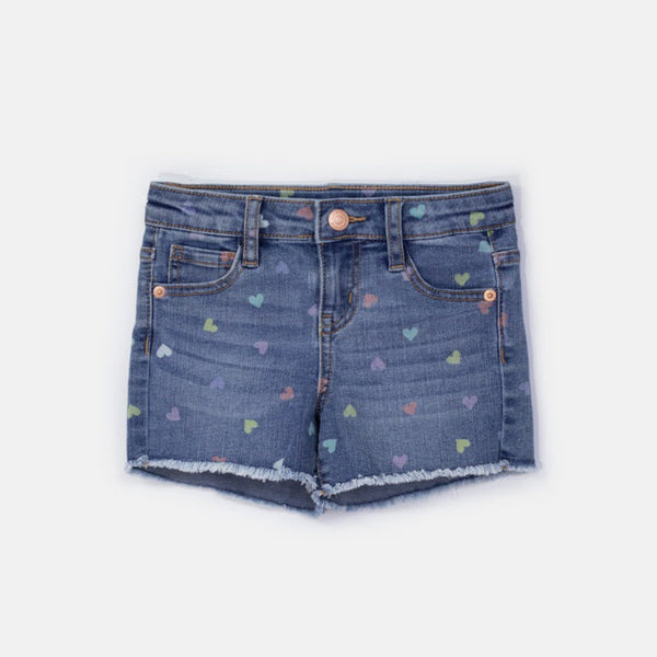 Choys | Girls' Heart-Print Denim Shorts | 11E2