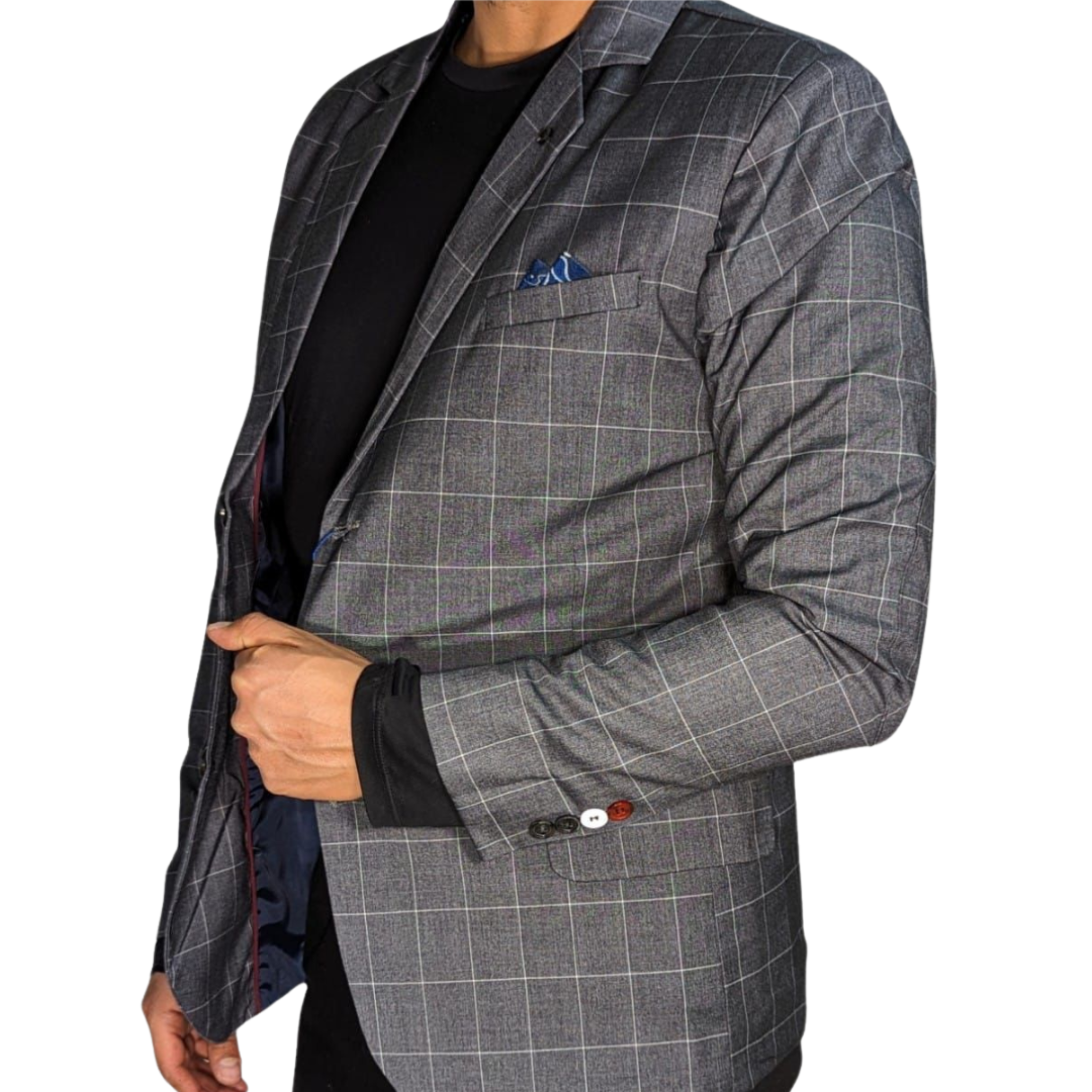 Kovx | Oxford Gray Windowpane Plaid Sport Jacket | Style 2202 | Slim Fit