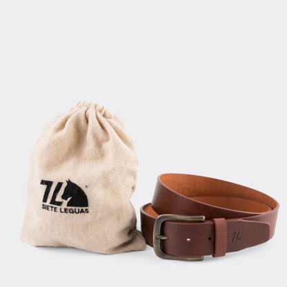 7 Leguas | Men's Classic Soft Ochre Vachetta Leather Belt | 10-C