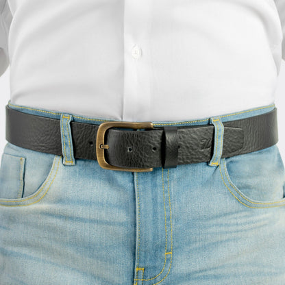 7 Leguas | Men's Classic Soft Vachetta Leather Belt Style 10-B | Black