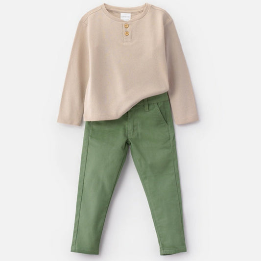 Choys | Kids Long Sleeve Henley Shirt and Slim Fit Pants | 13C1