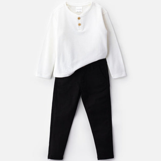 Choys | Kids Long Sleeve Henley Shirt and Slim Fit Pants | 13G2