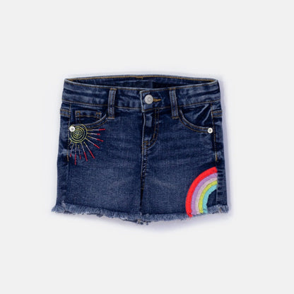 Choys | Girls' Shorts with Sun and Rainbow Embroidery | 10G2