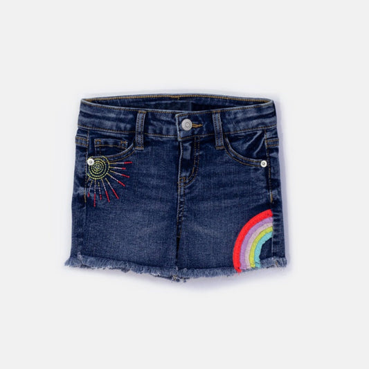 Choys | Girls' Shorts with Sun and Rainbow Embroidery | 10G2