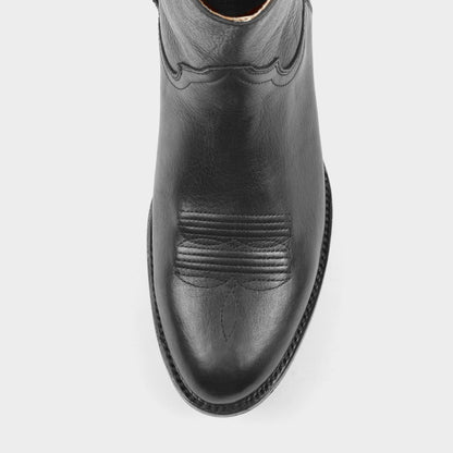 7 Leguas | Men's Leather Cowboy Zip Boot with Leather Sole Black | 11200-E