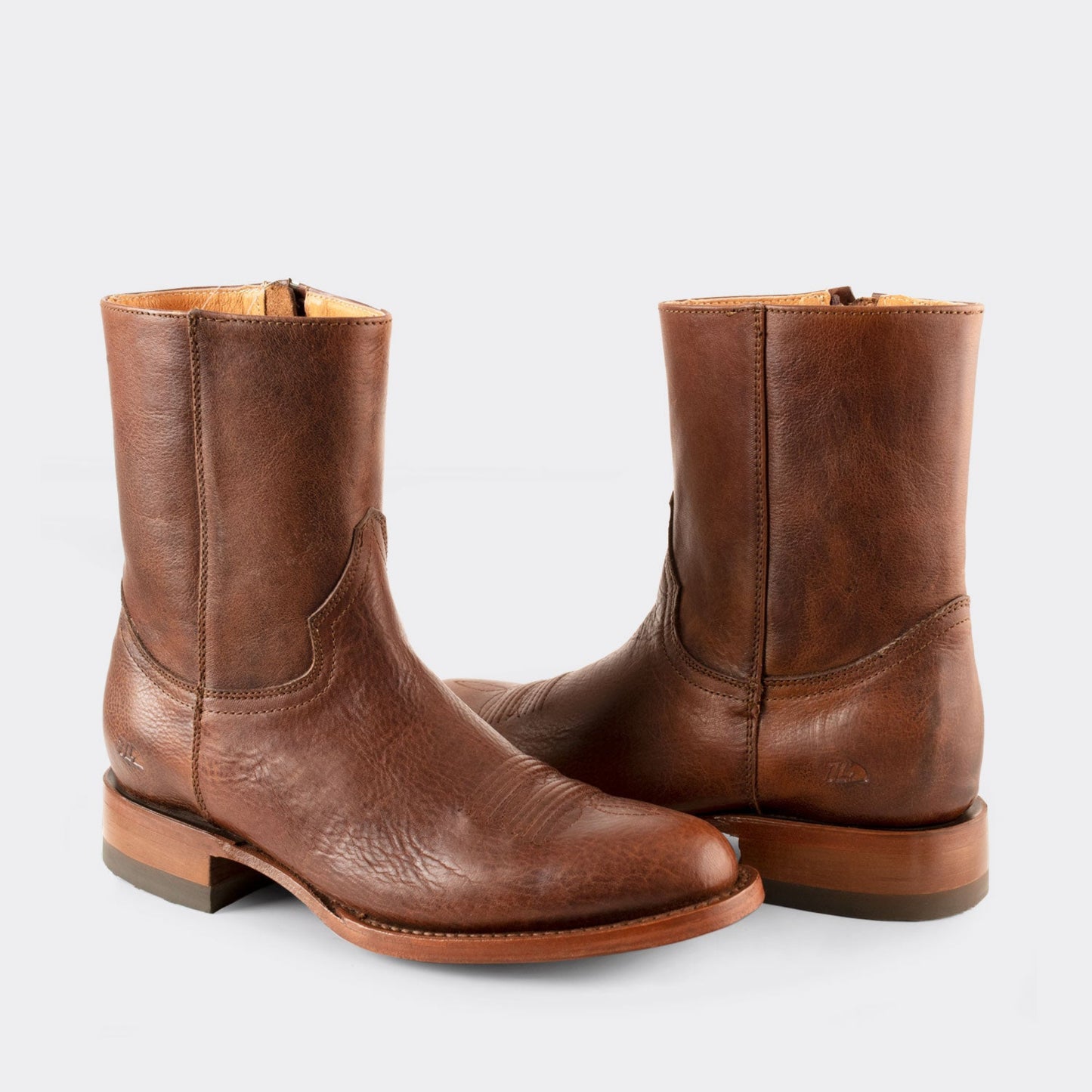 7 Leguas | Men's Leather Cowboy Zip Boot with Leather Sole Whiskey | 11200-M