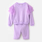 Choys | Lavender Ruffle-Sleeve Sweatshirt and Shorts Set | 3D2