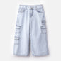 Choys | Girls' Light Blue Wide-Leg Cargo Jeans | 11I4