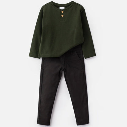 Choys | Kids Long Sleeve Henley Shirt and Slim Fit Pants | 13F3