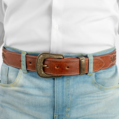 7 Leguas | Men's Cowboy Ochre Vachetta Leather Belt | 11-B