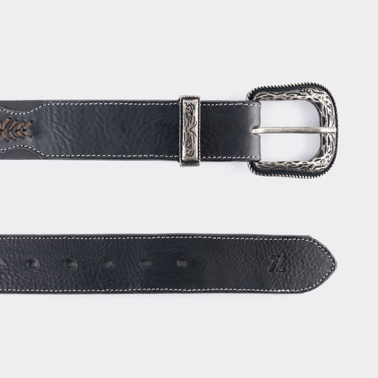 7 Leguas | Men's Cowboy Vachetta Leather Belt Style 11-A | Black