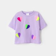 Choys | Girls Lilac Top With Vibrant Heart Prints