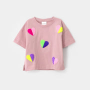 Choys | Pink Top with Vibrant Heart Prints
