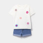 Choys | Embroidered Flower T-Shirt and Denim Shorts Set | 5G4