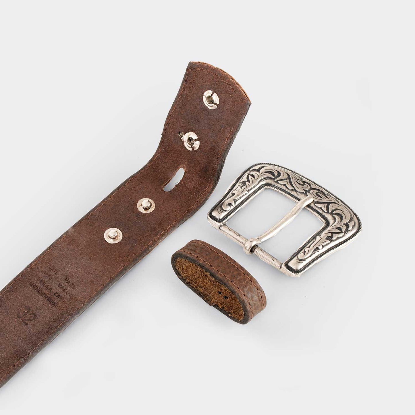 7 Leguas | Men's Cowboy Dark Brown Bison Leather Belt | 13-A
