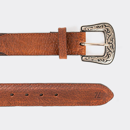 7 Leguas | Men's Cowboy Whiskey Bison Leather Belt | Style 13-B