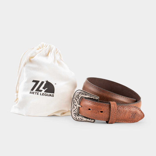 7 Leguas | Men's Cowboy Whiskey Bison Leather Belt | Style 13-B