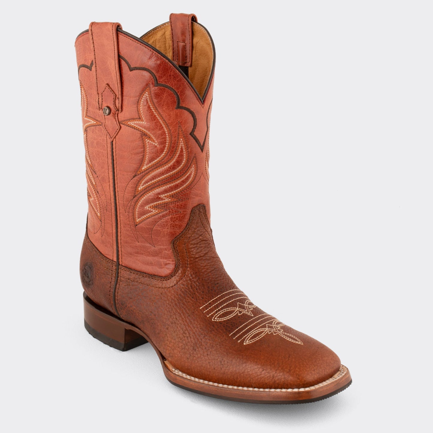 7 Leguas | Men's Bison Ocher Leather Rodeo Boot with Rubber Sole | 1553-H