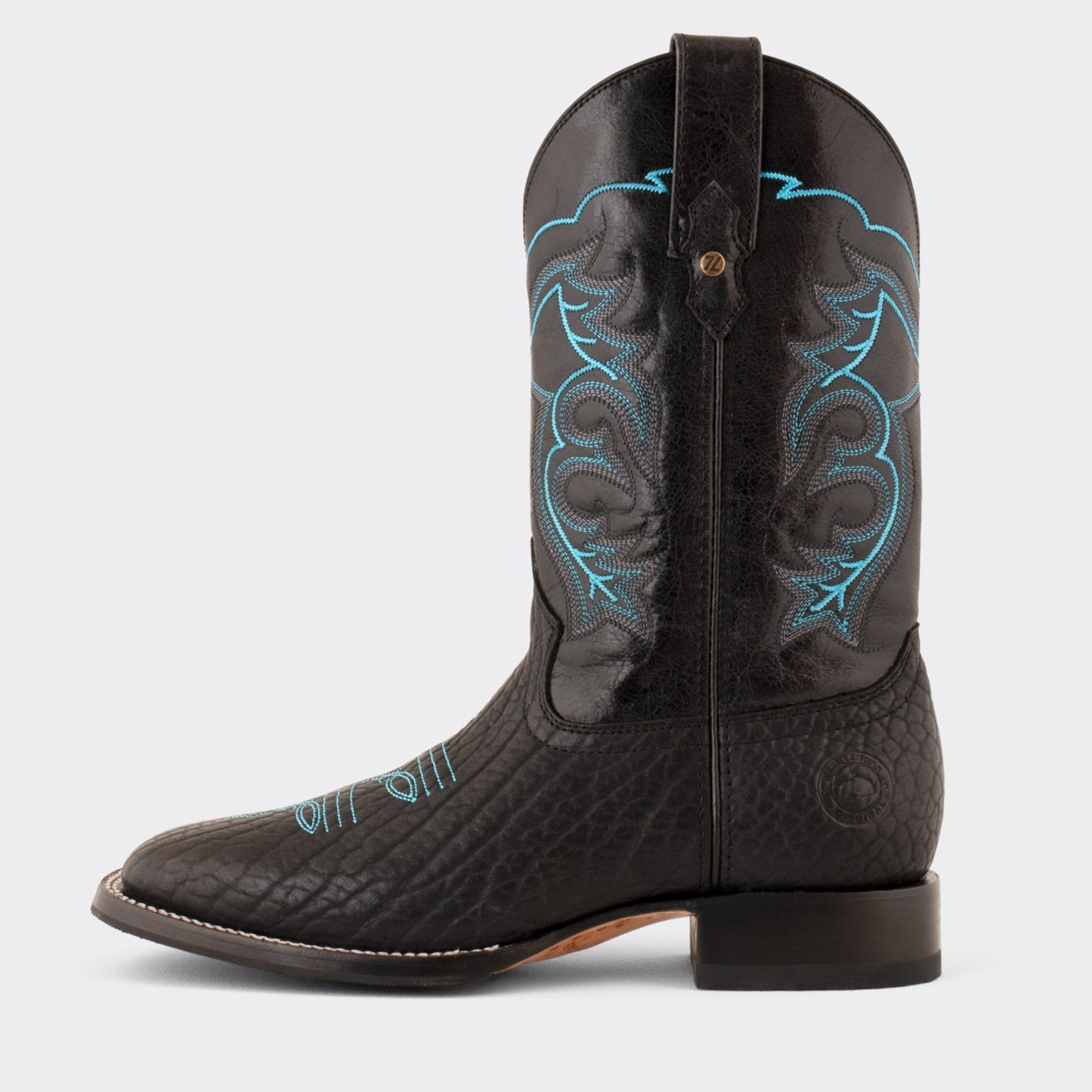 7 Leguas | Men's Black Bullneck Rodeo Boot with Rubber Sole | 1556-B