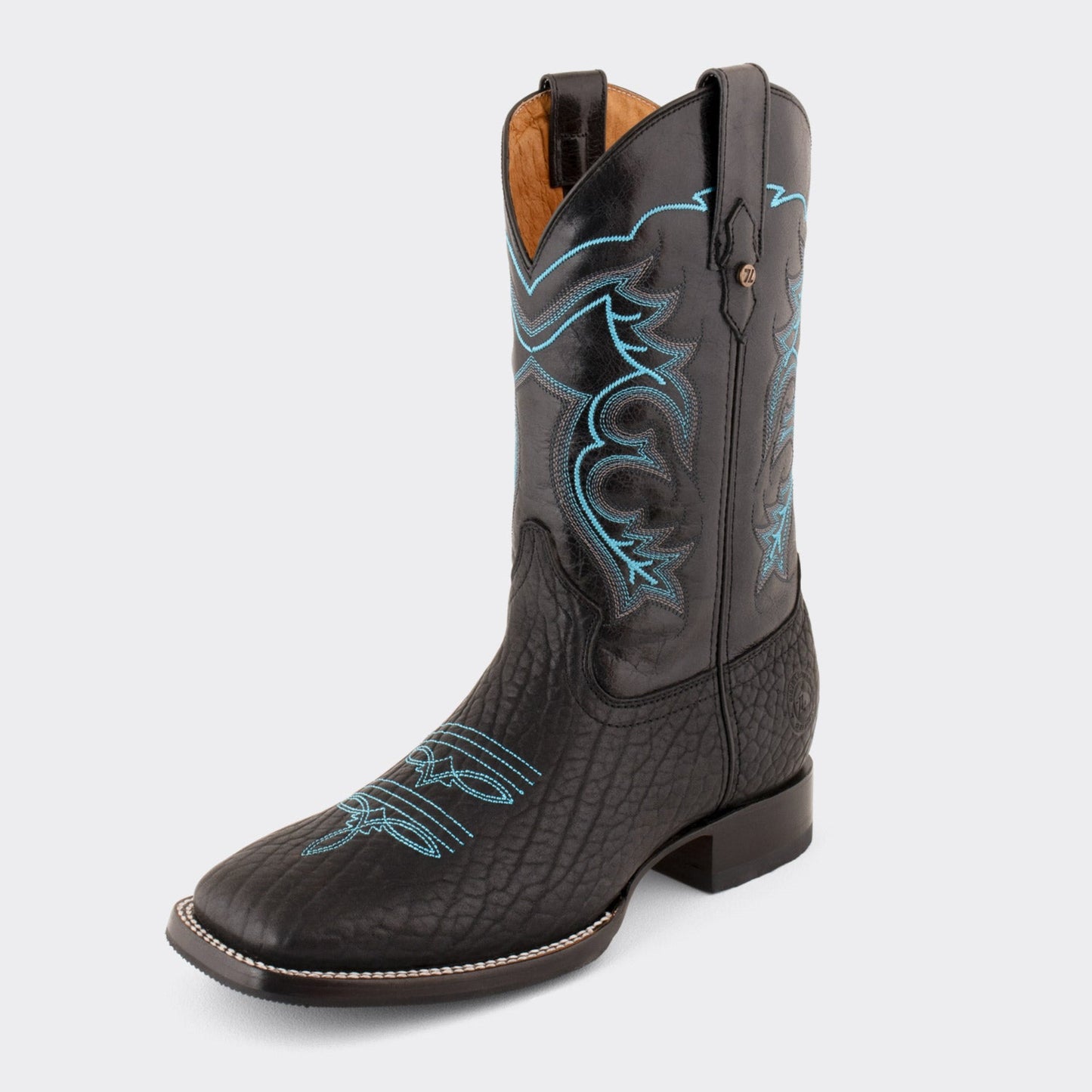 7 Leguas | Men's Black Bullneck Rodeo Boot with Rubber Sole | 1556-B