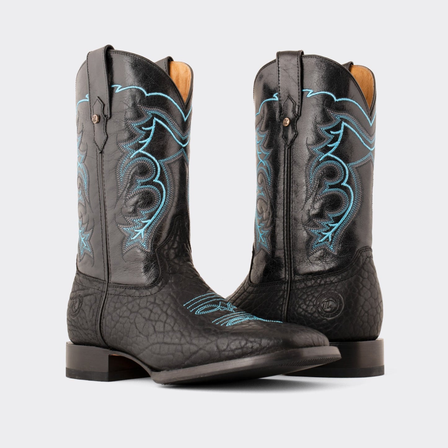 7 Leguas | Men's Black Bullneck Rodeo Boot with Rubber Sole | 1556-B
