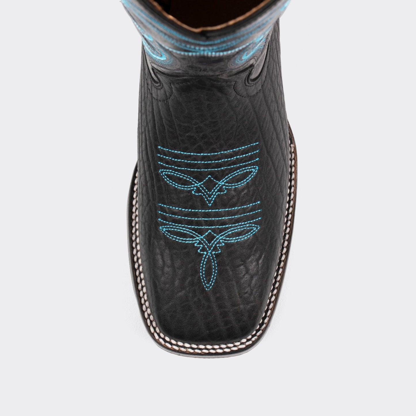 7 Leguas | Men's Black Bullneck Rodeo Boot with Rubber Sole | 1556-B