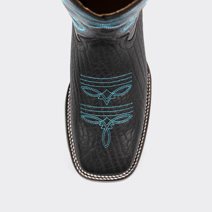 7 Leguas | Men's Black Bullneck Rodeo Boot with Rubber Sole | 1556-B