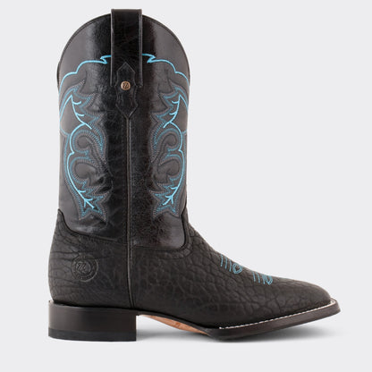7 Leguas | Men's Black Bullneck Rodeo Boot with Rubber Sole | 1556-B