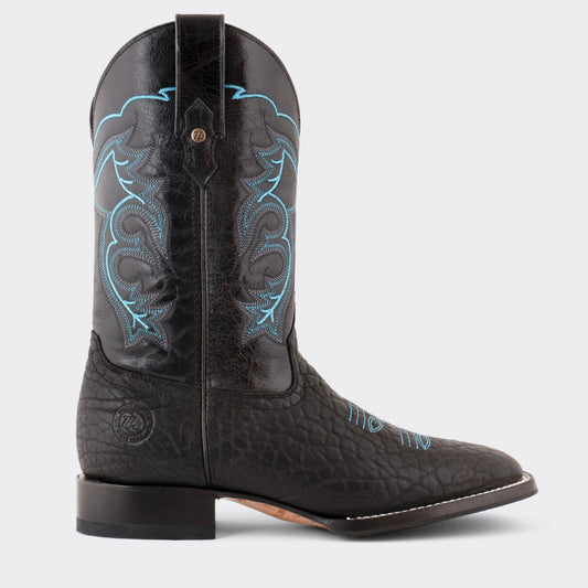 7 Leguas | Men's Black Bullneck Rodeo Boot with Rubber Sole | 1556-B
