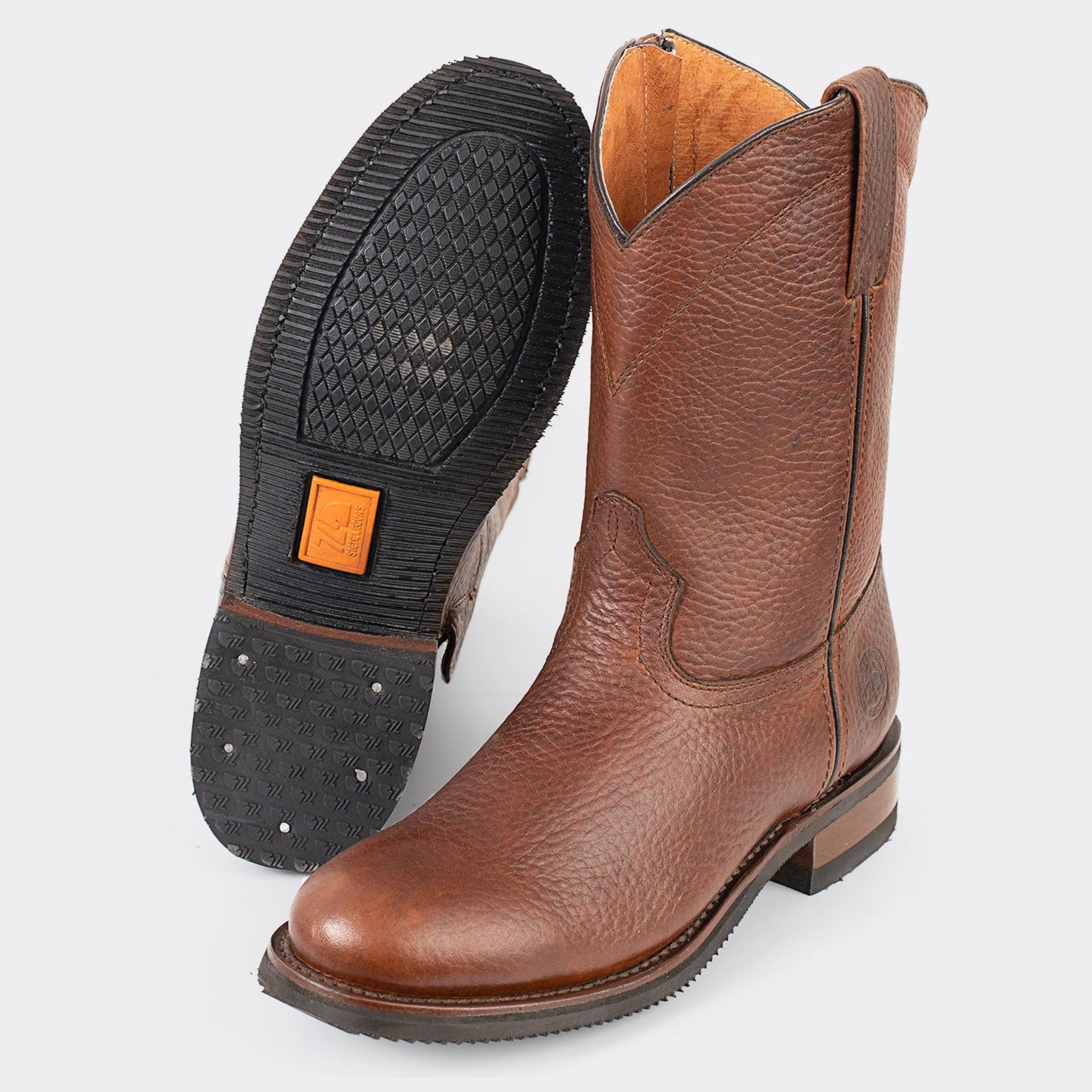 7 Leguas | Men's Leather Zipper Roper Boot with Rubber Sole Ocher | 1677-FA