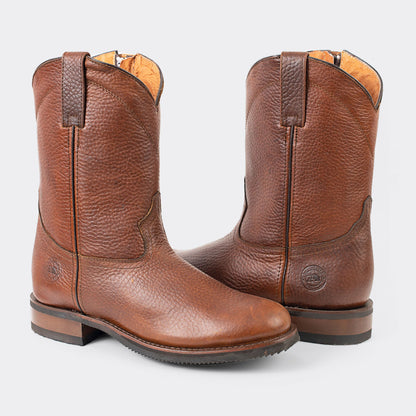 7 Leguas | Men's Leather Zipper Roper Boot with Rubber Sole Ocher | 1677-FA