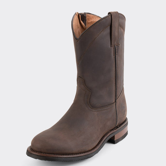 7Leguas | Men's Leather Zipper Roper Boot with Rubber Sole Style 1000 - Color Brown | 1677-EZ