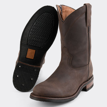 7Leguas | Men's Leather Zipper Roper Boot with Rubber Sole Style 1000 - Color Brown | 1677-EZ