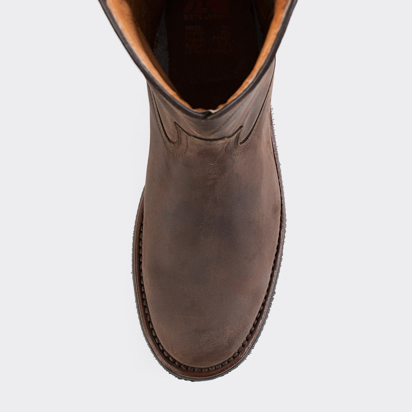 7Leguas | Men's Leather Zipper Roper Boot with Rubber Sole Style 1000 - Color Brown | 1677-EZ