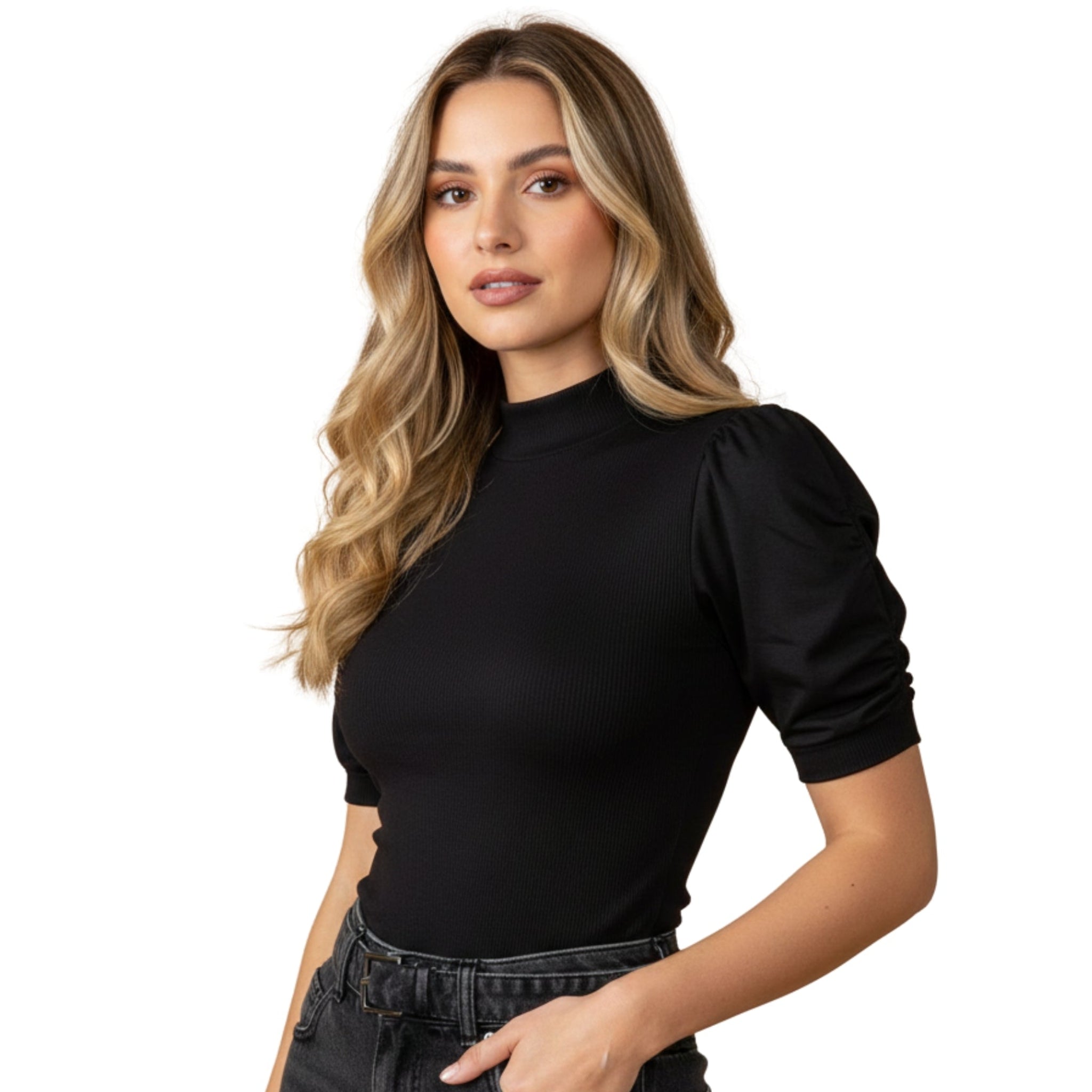GDA Seamless | Princess Sleeve Lightweight Blouse | Black
