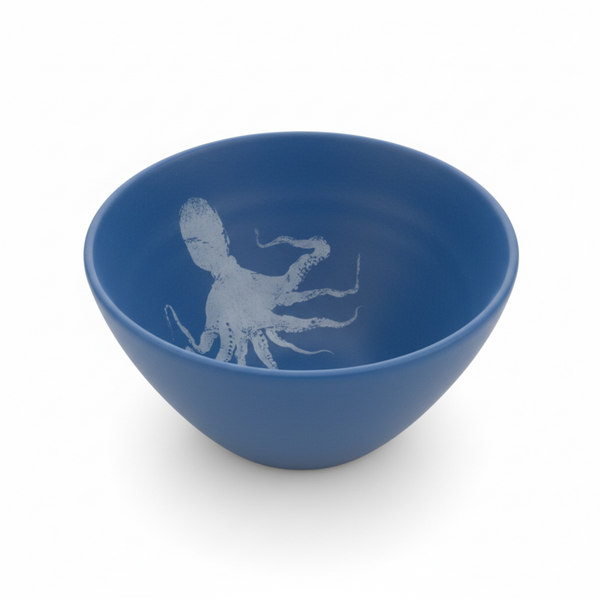 Damar | Individual Blue Bowl | White Octopus
