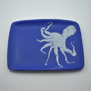 Damar | Rectangular Blue Platter | White Octopus