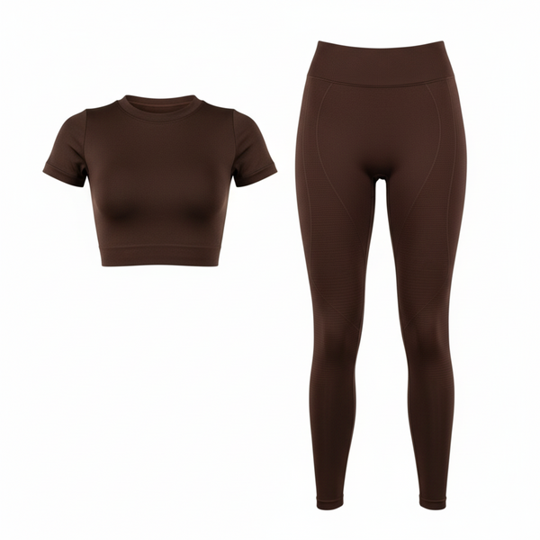 Majo | Mesh Set and Short Sleeve T-Shirt | Brown