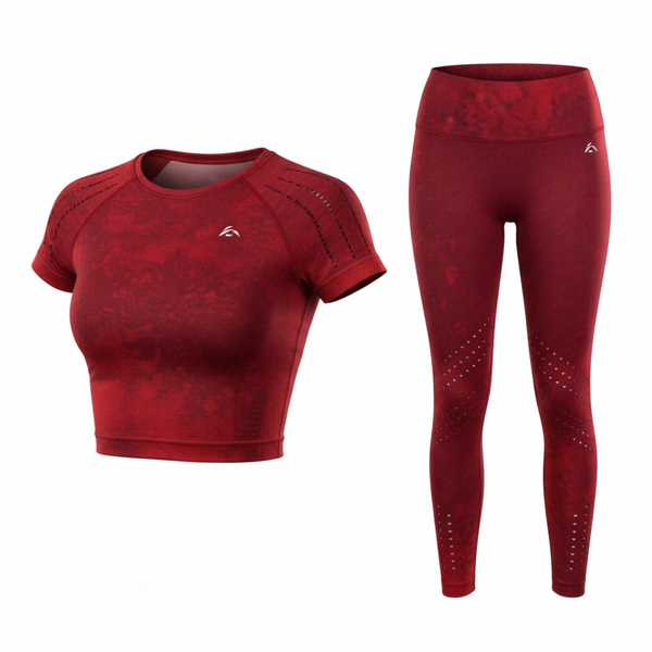 Majo | Mesh-Effect set with Short-Sleeve T-shirt | Red