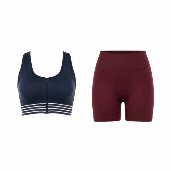 Majo | Shorts and Top set with Stripes | Navy Blue - Red