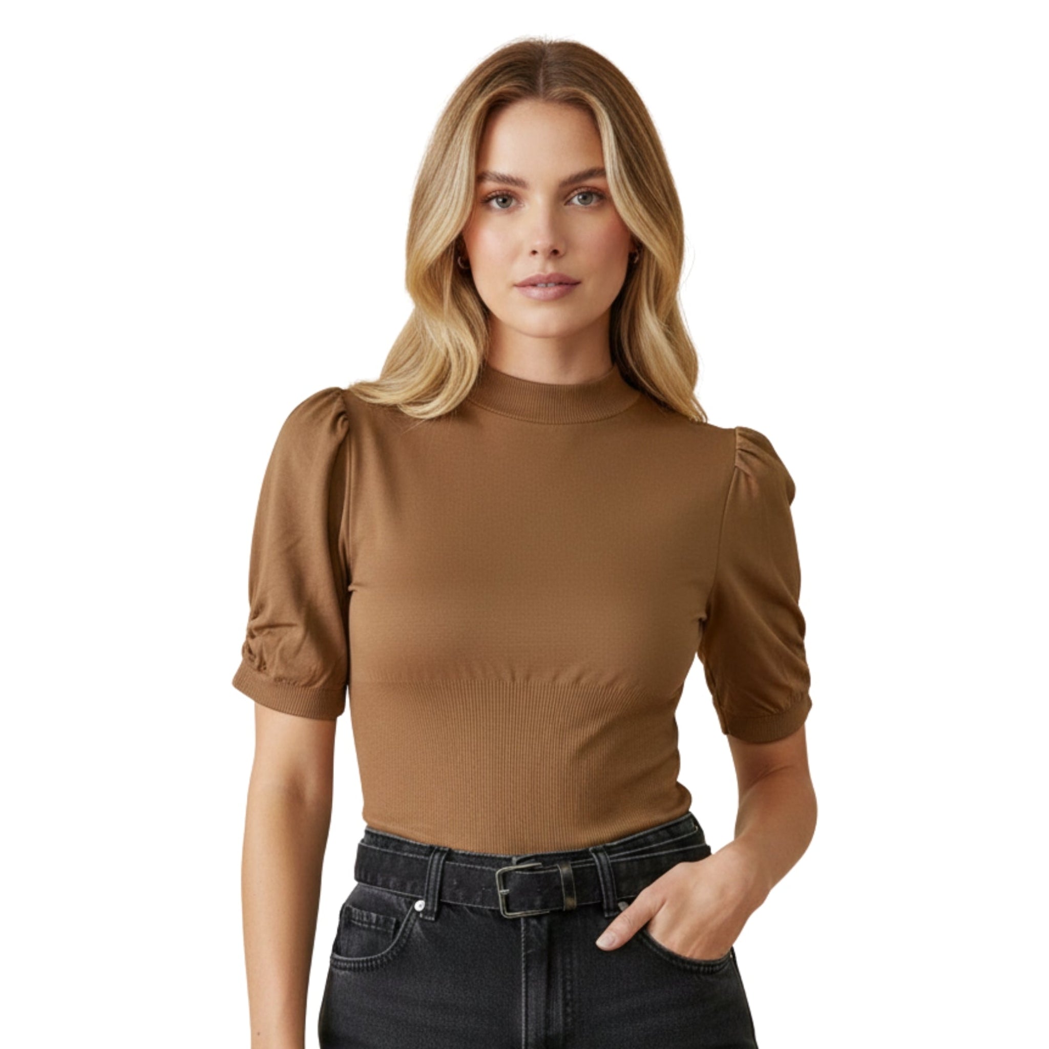 GDA Seamless | Princess Sleeve Lightweight Blouse | Peanut