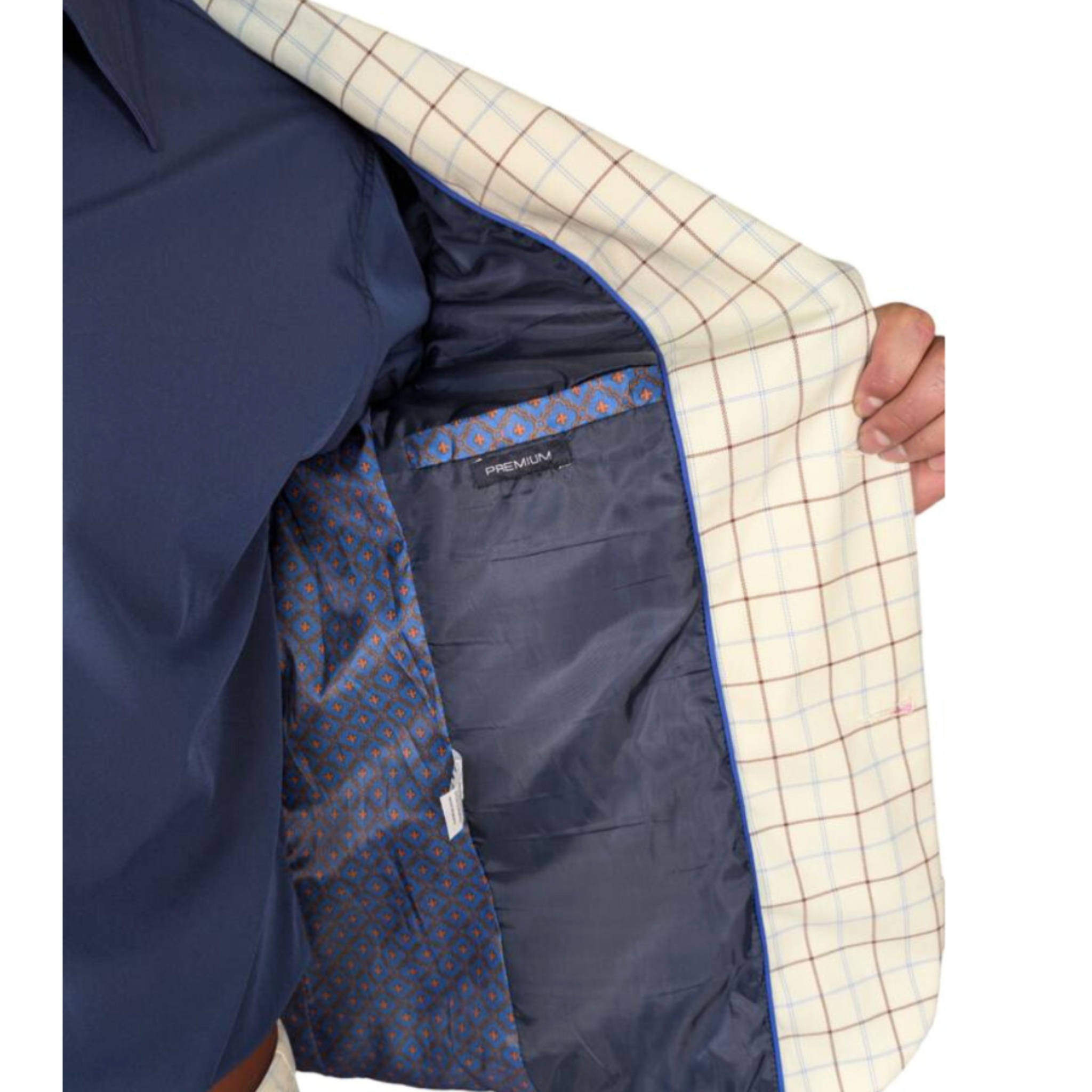 Kovx | Off White Windowpane Plaid Suit with Pants | Style 2204 | Slim Fit