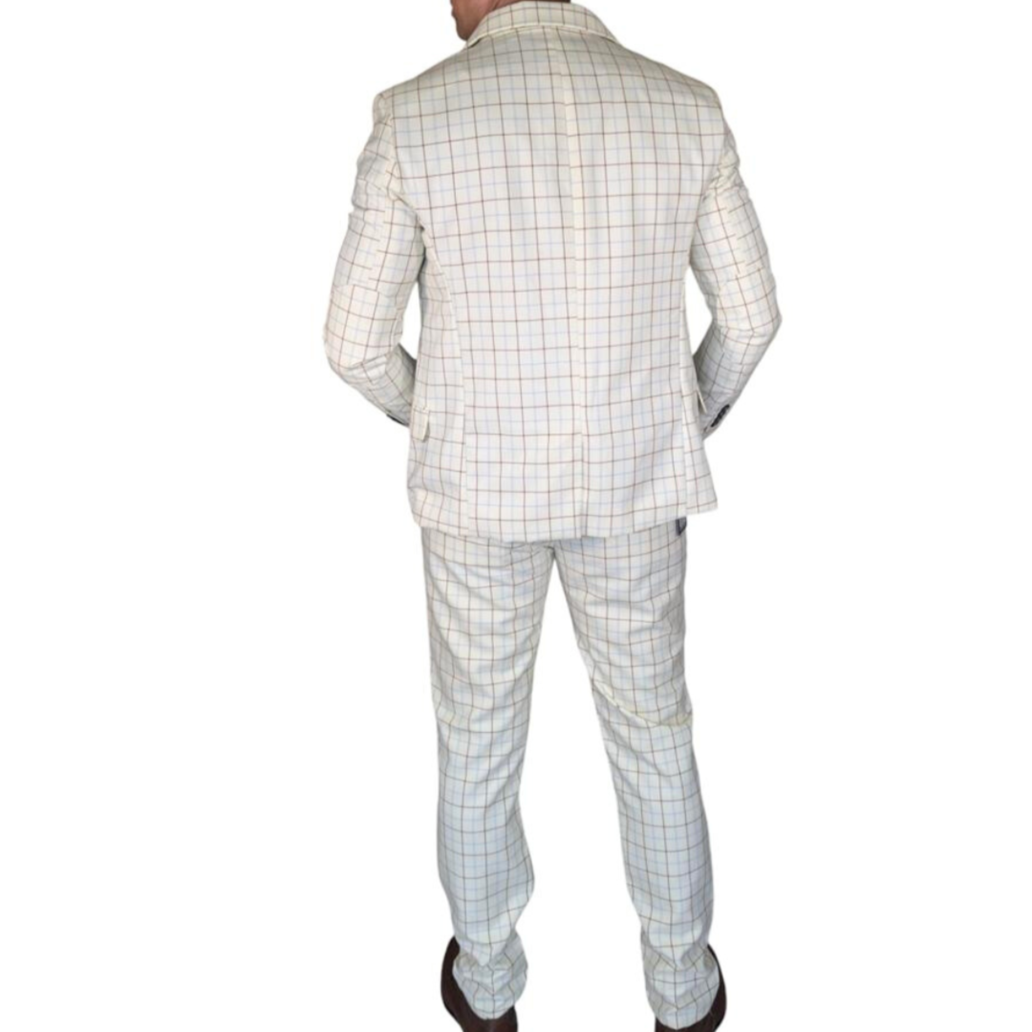 Kovx | Off White Windowpane Plaid Suit with Pants | Style 2204 | Slim Fit
