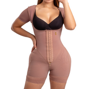 Nuit Rose | Hourglass Shapewear Bodysuit with Mid-Thigh Length | Brown
