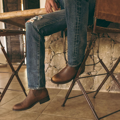 7 Leguas | Men's Leather Charro Short Boot with Rubber Sole Ocher | 6000-DA